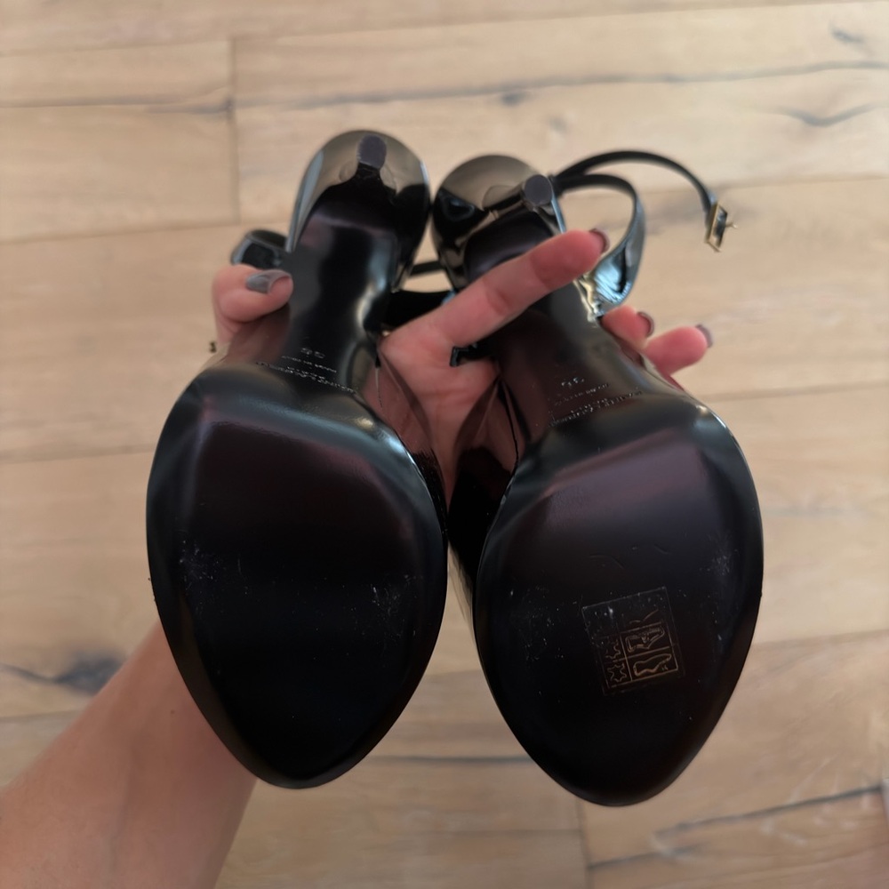 Saint Laurent Glossy Black Stiletto Heels - Picture 3 of 3